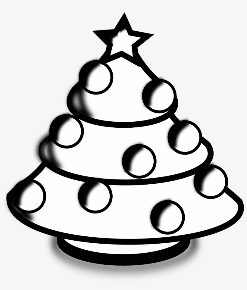 Squirrel In Tree Clipart Black And White - Christmas Black And White Drawn, transparent png #412861