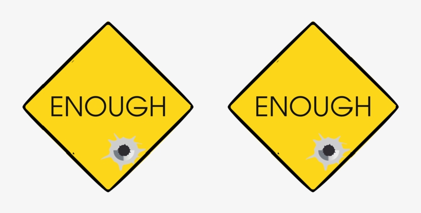#enough Yellow Diamond Shaped Earrings With Bullet - Traffic Sign, transparent png #413693