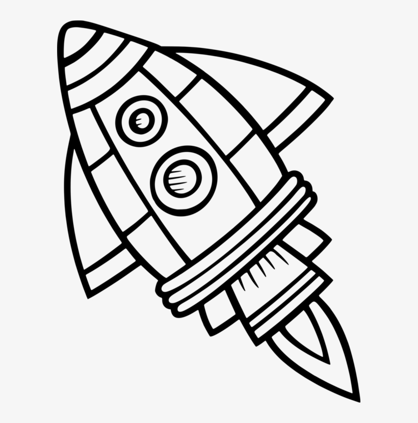 Spacecraft Drawing Black And White Rocket Computer - Clip Art Space Ship, transparent png #413994