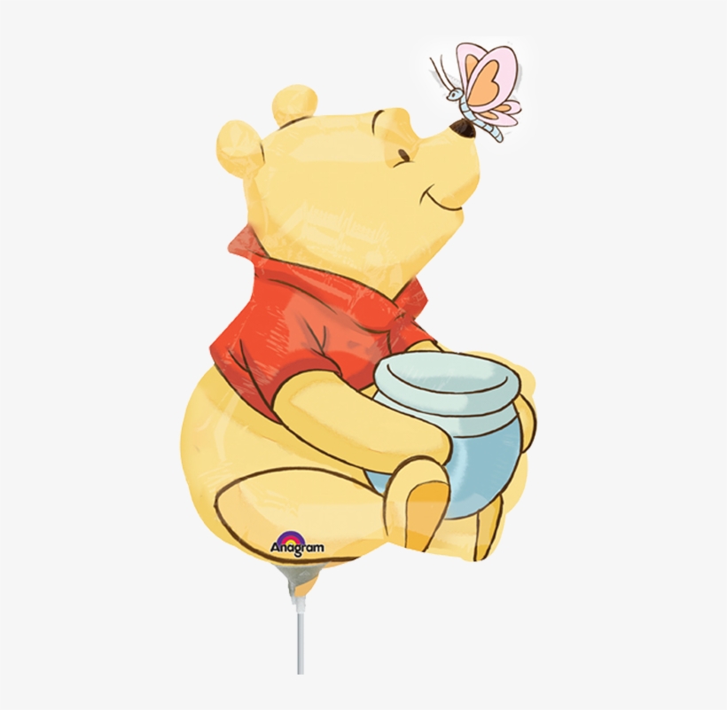 Winnie The Pooh With Butterfly 14" Foil Balloon - Baloane Winnie The Pooh, transparent png #414316