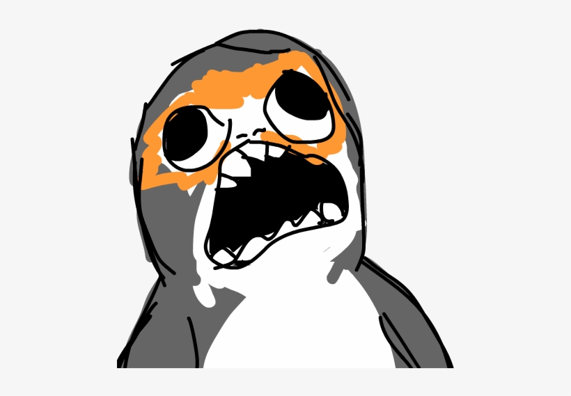 Porg Stilized As Rage Comic Face - Rage Porg, transparent png #414843