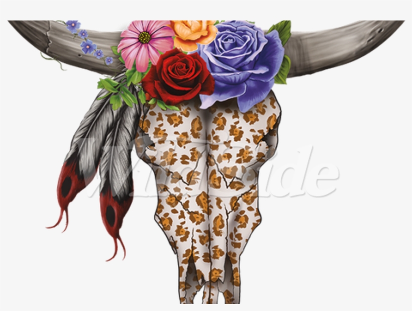 Cow Skull Flowers Wildside - Skull Mug, transparent png #415371