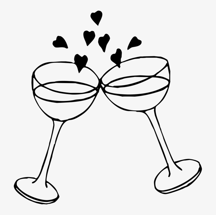 Png Black And White Library Image Result For Toasting - Wedding Champagne Flutes Clipart, transparent png #415487