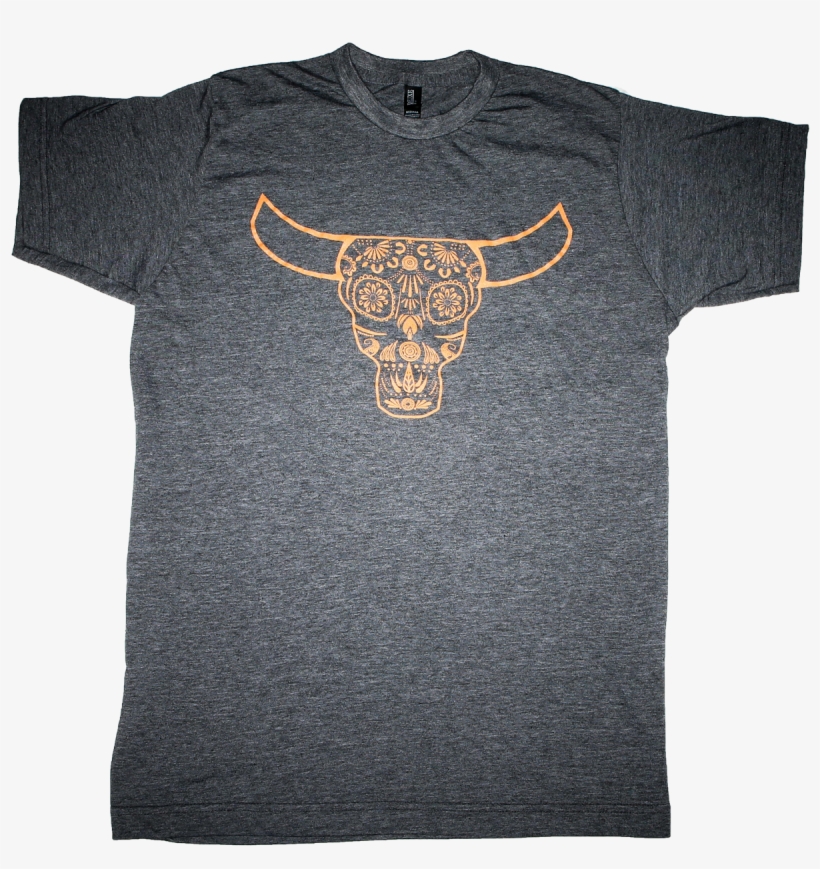 Mens Dark Grey T-shirt Orange Skull - Skull, transparent png #415866