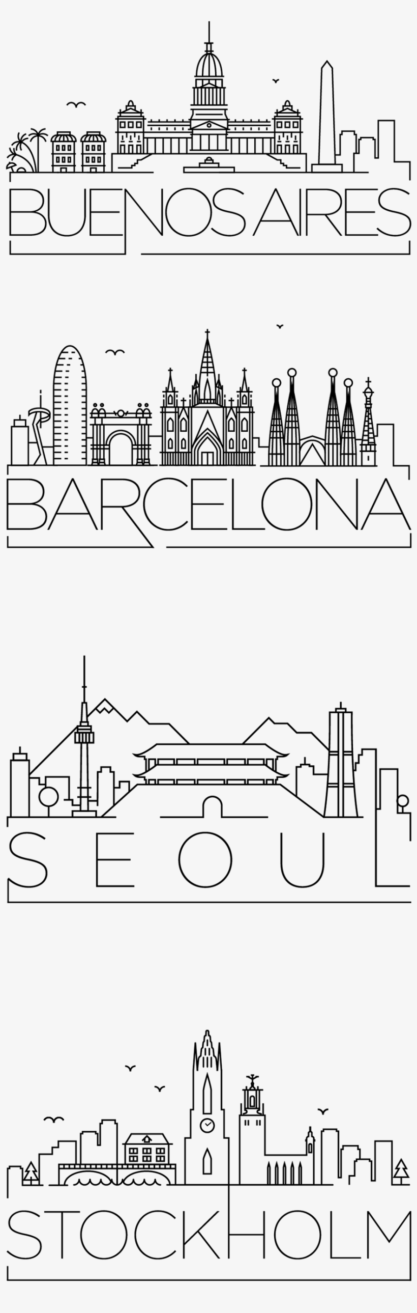 Minimal Typographic City Skyline Designs - Drawing, transparent png #415886