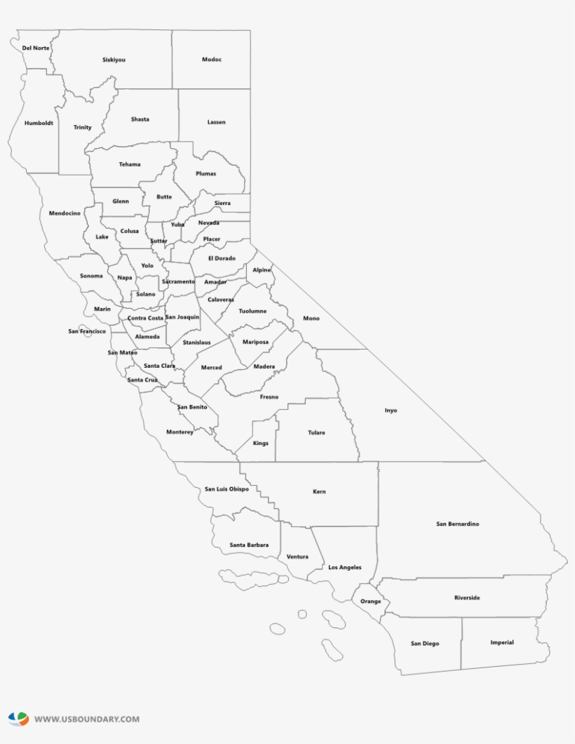 California Counties Outline Map - Sketch, transparent png #416134