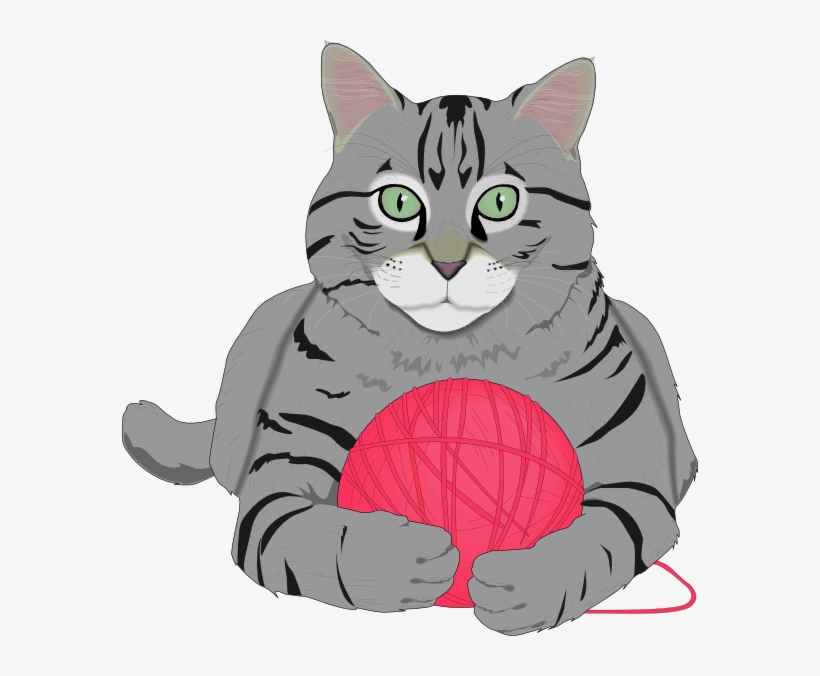 This Free Clipart Png Design Of Cat With Pink Yarn, transparent png #417093