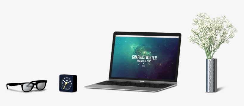 Workspace Mockup With Four Separate Accessories - Netbook, transparent png #417344