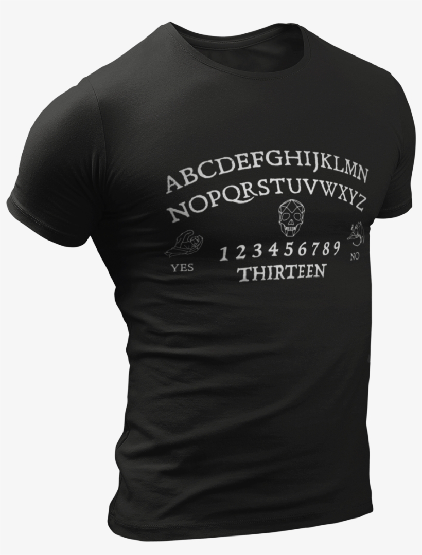 Black Ouija Board Skull Angel Devil 13 Rock N' Roll - Active Shirt, transparent png #418154