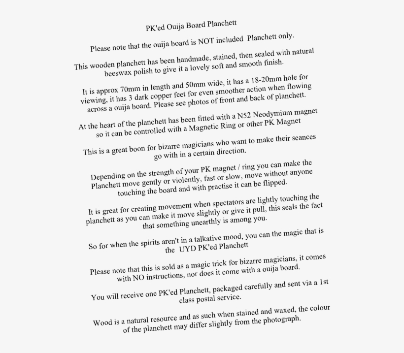 Pk'ed Ouija Board Planchett Please Note That The Ouija - Bread Of Life Prayer, transparent png #418347