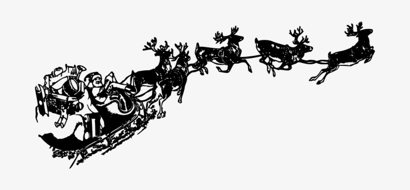 Vintage, Santa Claus, Sleigh, Reindeer - Santa Sleigh Png Transparent, transparent png #418415