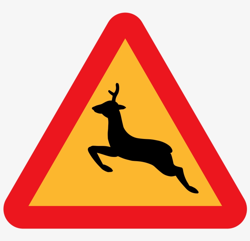 Warning Deer Roadsign - Manche A Air Panneau, transparent png #418605