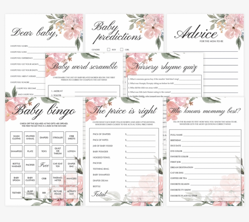 Whimsical Baby Shower Games Package Printable By Littlesizzle - Paper, transparent png #419278