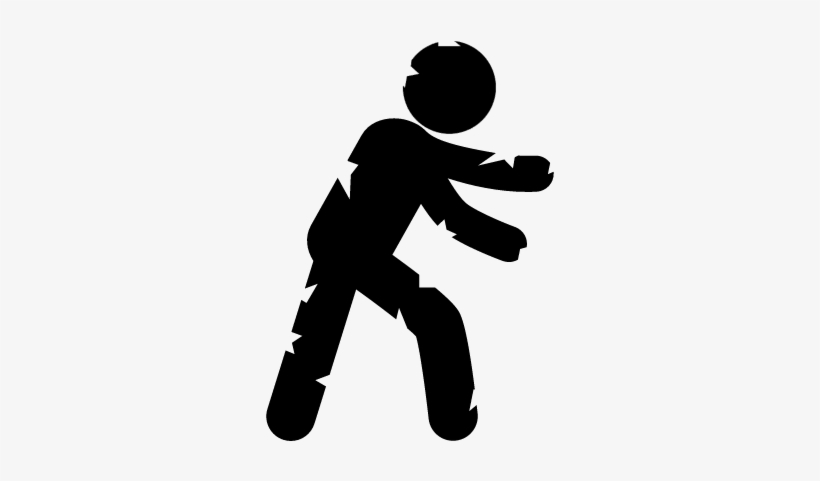 Zombie Man Walking Cracked Silhouette Vector - Icono Zombie, transparent png #419918