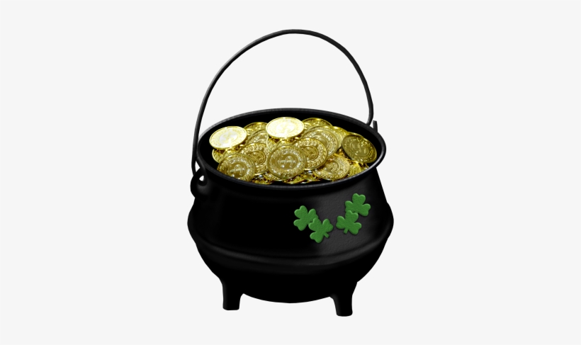 Black Pot Of Gold With Shamrock Png Picture - Gold Coins, transparent png #4100028