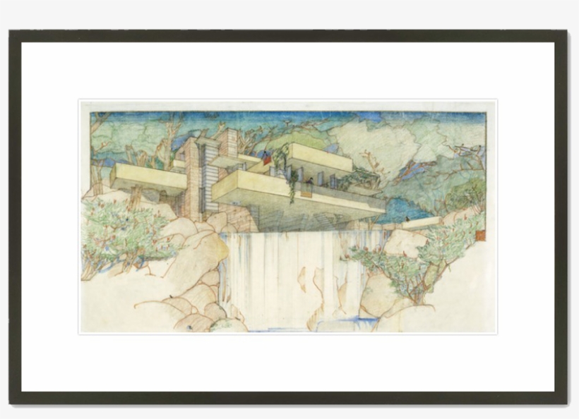 Flw Fallingwater Framed Archival Print - Frank Lloyd Wright Concept, transparent png #4100195