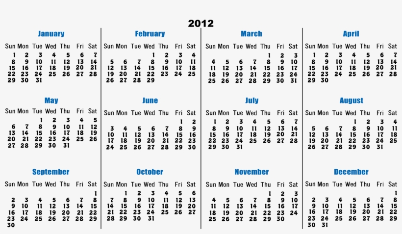 Calendar2012 3by4 - Business Card Calendar 2012, transparent png #4101458