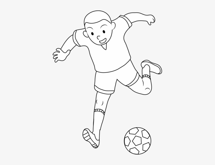 Coloring Page Of Boy Playing Soccer Free Clip Art Png - Playing Soccer Clipart Black And White, transparent png #4102074