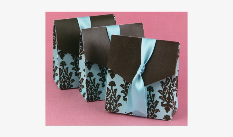 Turquoise And Brown Flourish Favour Boxes, transparent png #4102797