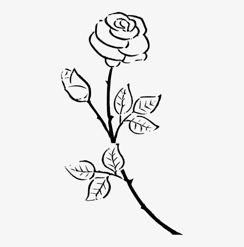 Kisscc Silhouette Drawing Rose Black And White Flower - Vintage Rose Rose Silhouette, transparent png #4103839