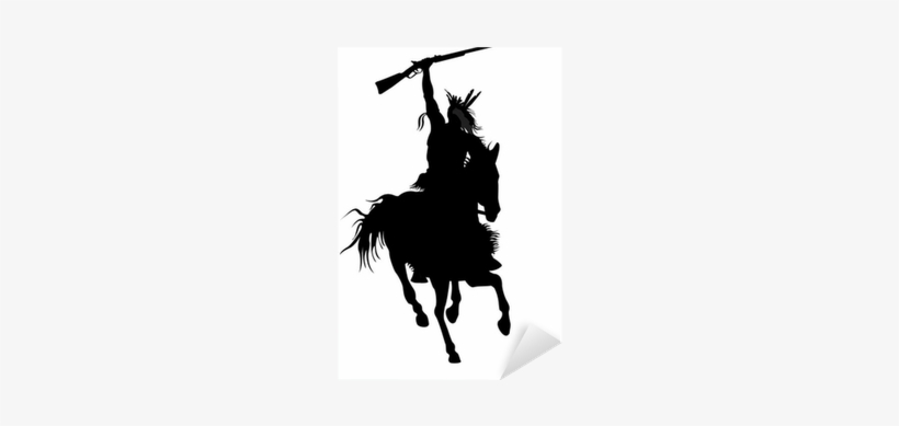 Silhouette Of Indian Warrior On A Horse With A Weapon - Keep Calm And Carry On, transparent png #4105002