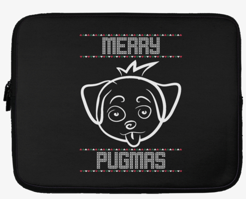 Merry Pugmas Cartoon Pug Laptop Sleeves - Ugly Christmas Sweaters Merry Pugmas, transparent png #4105165