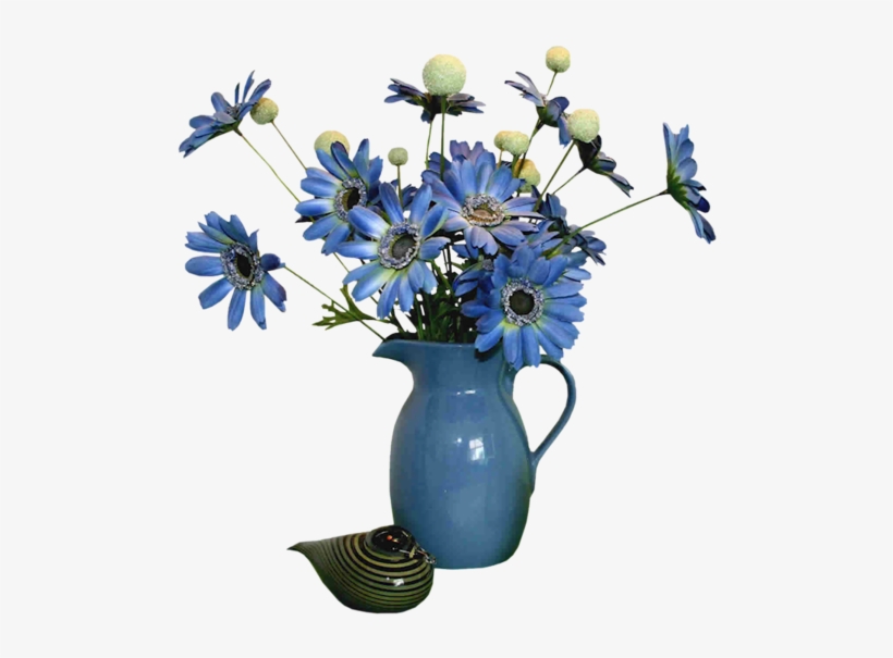 Beautiful Flower Vase With Flowers Png Download - Vase Decoration Blue Flower, transparent png #4105556