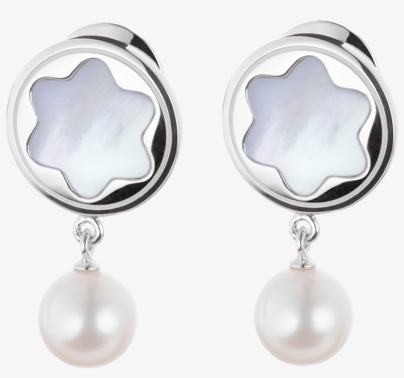 Montblanc Star Signet Earrings In Sterling Silver With - Earrings In Sterling Silver With Mother-of-pearl Montblanc, transparent png #4106357