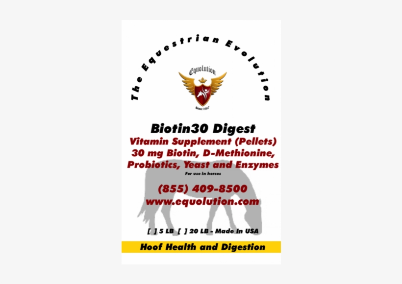 Biotin30 Digest Hoof Supplement Pellets 20 Lb - False Digest Plus 5 Lbs, transparent png #4106458