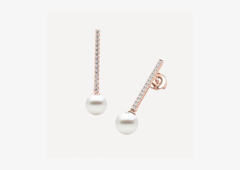 A Beautiful Pair Of 9mm White Pearl And Round Brilliant - Earring, transparent png #4106645