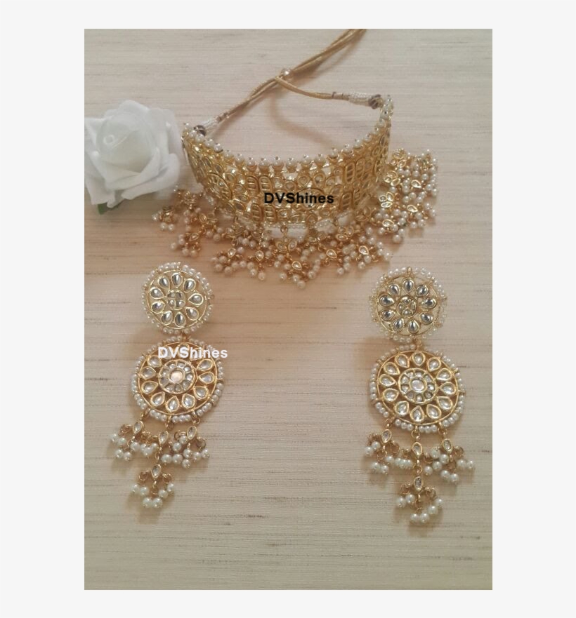 Beautiful Kundan Choker In White Pearls,high Quality - Kundan, transparent png #4106718