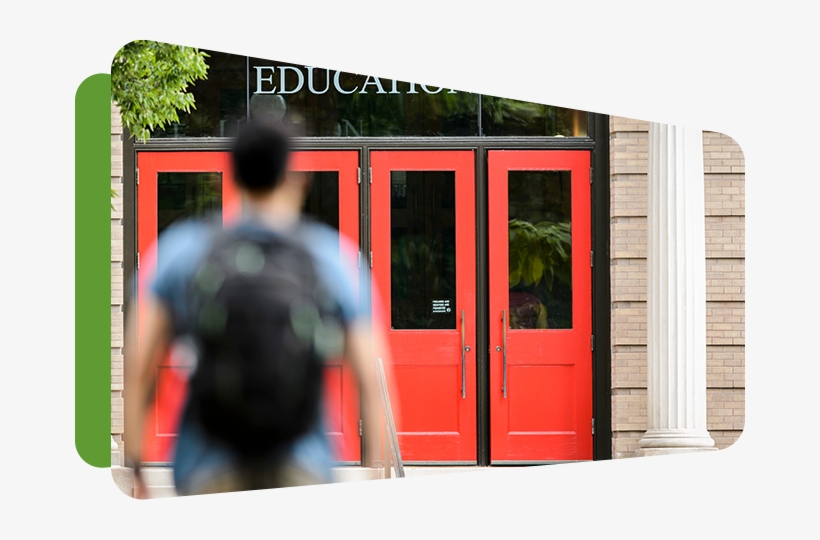 Student Walking Up To Education Building Doors - Education, transparent png #4107135