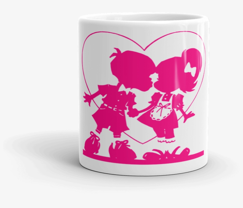 Pink Silhouette Boy And Girl Love 11 Oz Sublimated - Romantic Birthday My Wife, transparent png #4107137