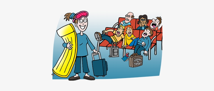 Cartoon Pictures Of People Sleeping - People At The Airport Cartoon Png, transparent png #4108311