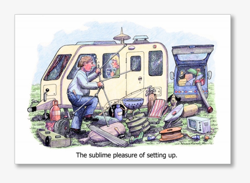 “setting Up” Greeting Card - Happy Birthday Caravan Funny, transparent png #4109112