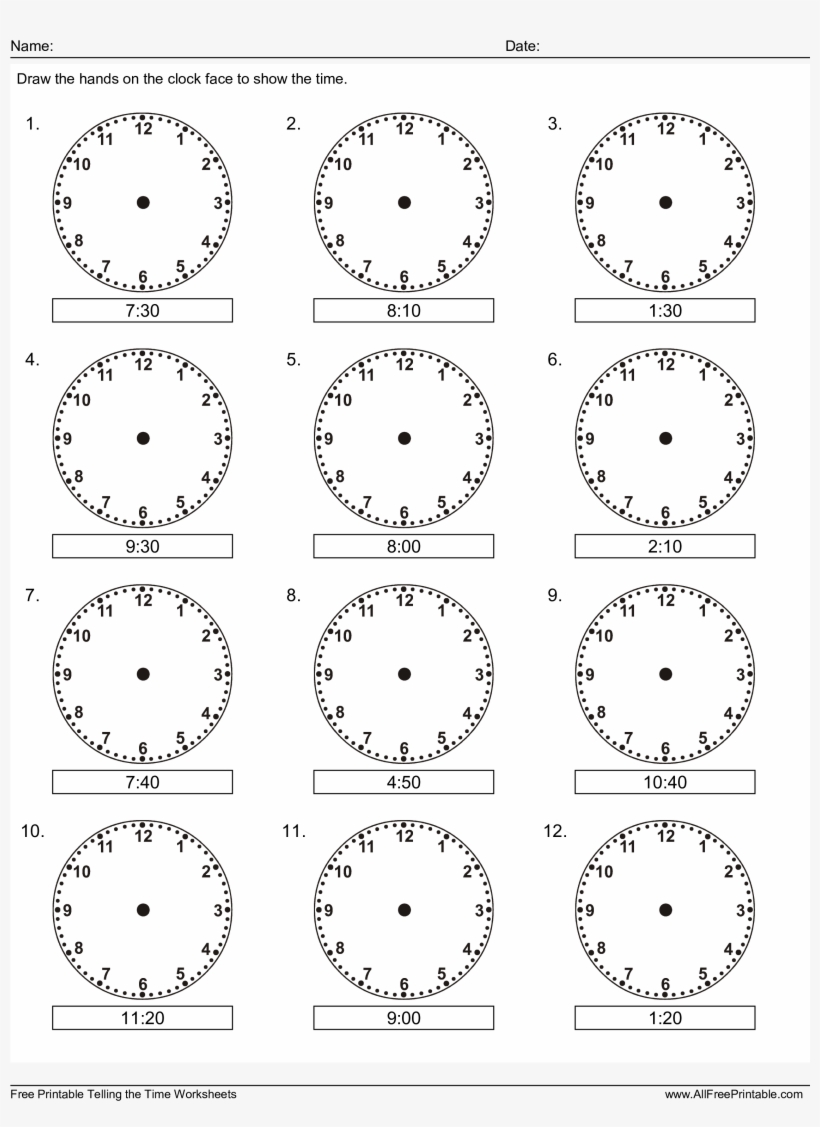 Learn How To Read The Clock For Kids Main Image Download - Draw The Hands On The Clock Face Worksheets, transparent png #4109652