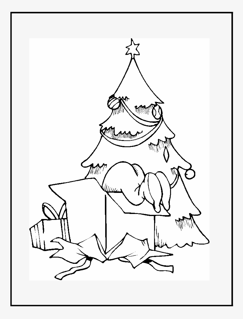 Arbol De Navidad Con Regalos Para Colorear Y Dibujar - Coloring Book - Free  Transparent PNG Download - PNGkey