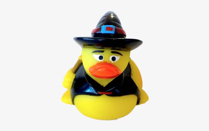 Witch Rubber Duck With Black Hat, Black Cape, And Broom - Rubber Duck, transparent png #4111180