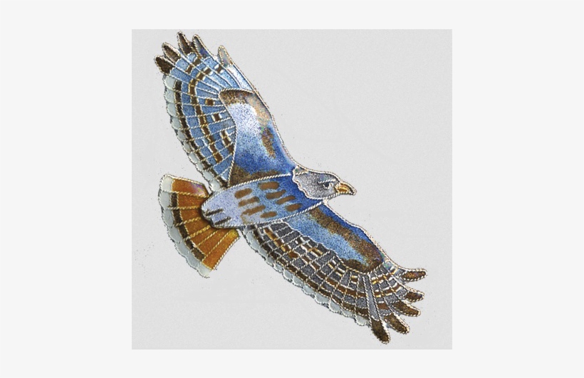 Red Tailed Hawk Cloisonne Pin - Cloisonné, transparent png #4113260