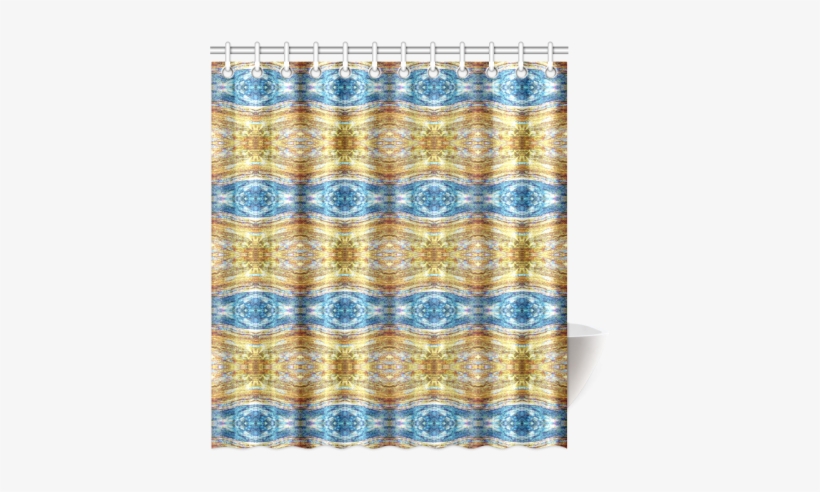 Gold And Blue Elegant Pattern Shower Curtain - Linen, transparent png #4113462