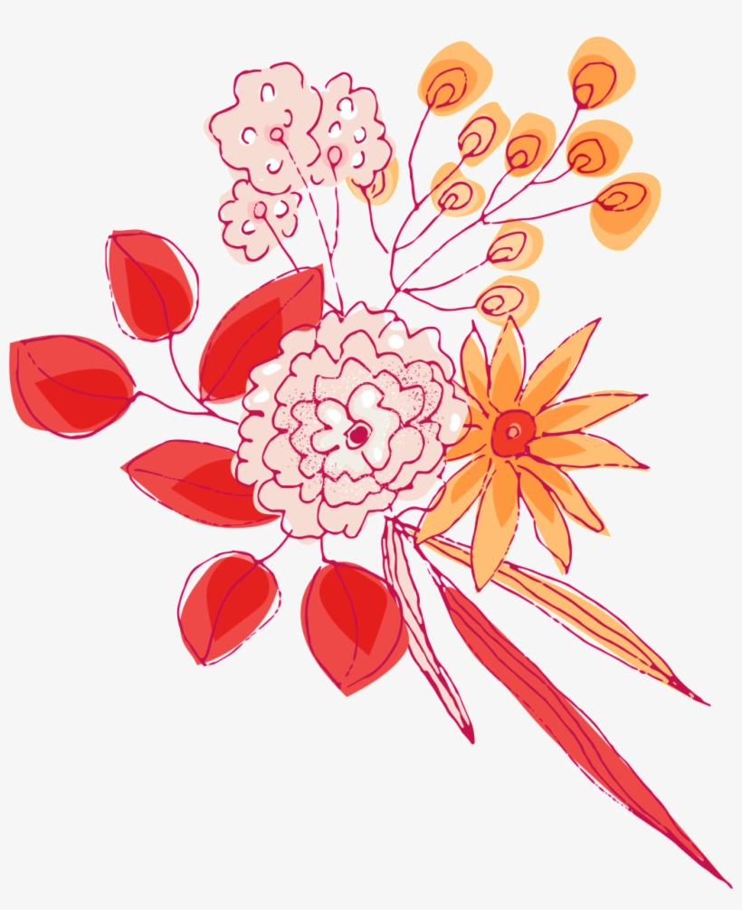 Hand Drawn Linear Style Flower Png Transparent, transparent png #4114562