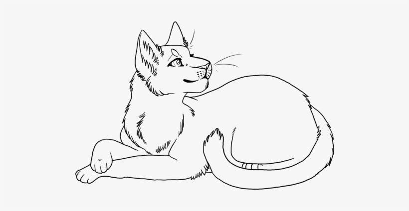 Lineart Cat - Cat Laying Down Drawing, transparent png #4115018