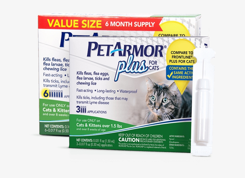 Petarmor Plus Flea And Tick Treatment For Cats - Petarmor - Plus For Cats Flea And Tick Squeeze-on Over, transparent png #4115586
