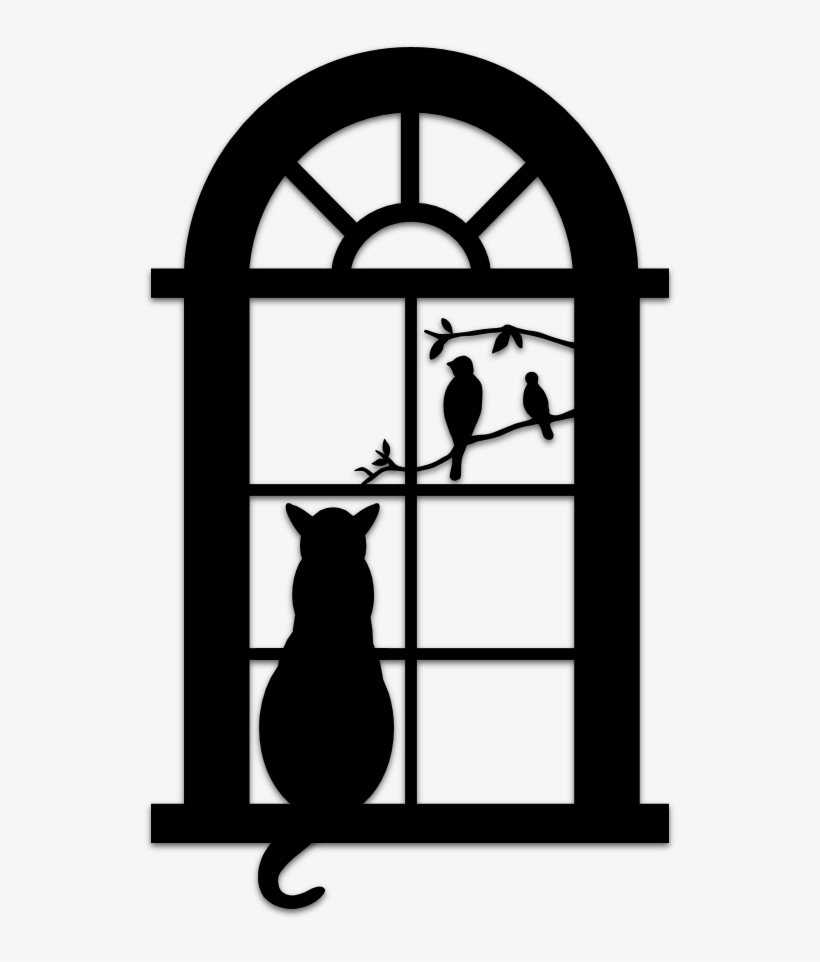 Animal Silhouette Art & Islamic Graphics - Silhouettes Of Cat In Window, transparent png #4115656