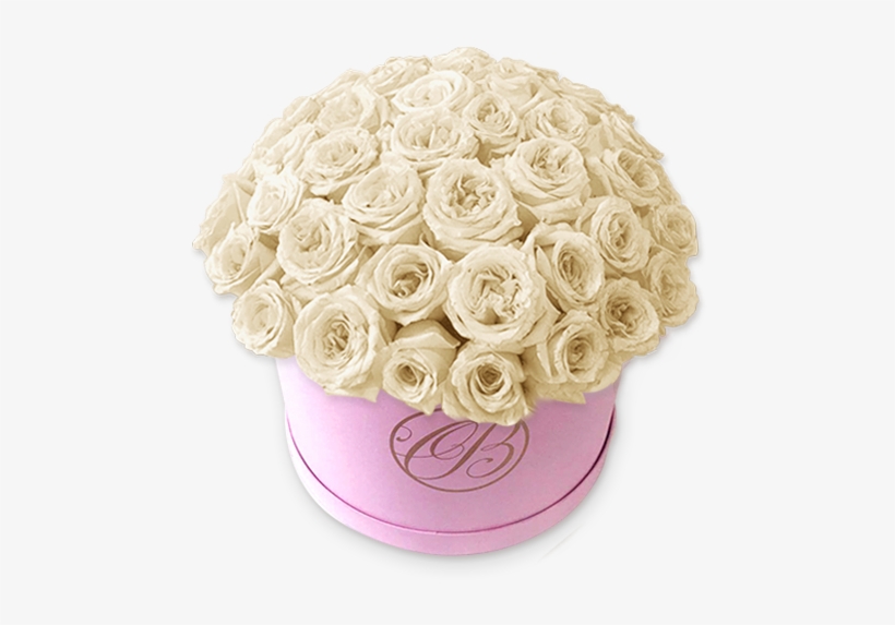 Caja Redonda De Rosas Blancas - White, transparent png #4116265