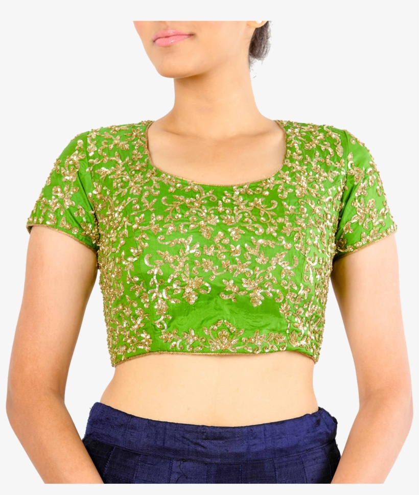 Green Silk Blouse With Gold Sequins By Stylease Exclusive - Product, transparent png #4116328