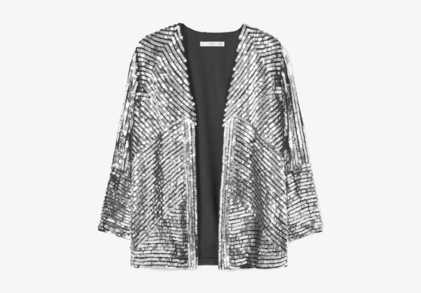 Veste Brodée Sequins Silver - Chaqueta Bordado Lentejuelas Mango, transparent png #4116424