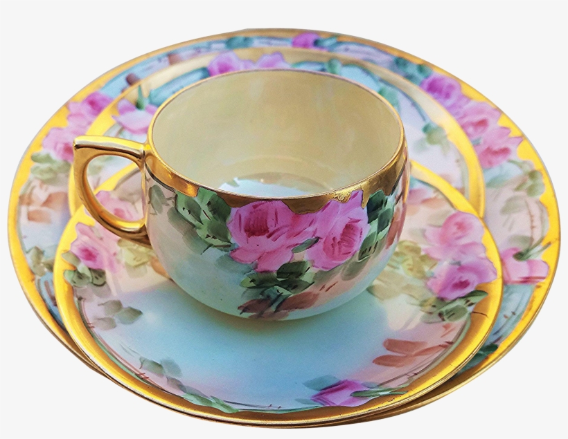 Antique Bavarian Early 1900's Hand Painted Porcelain - Teacup, transparent png #4116584