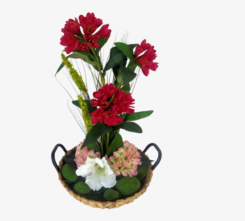 Arreglo Base Canasto Con Azaleas Hortensias Y Lirios - Bouquet, transparent png #4116861