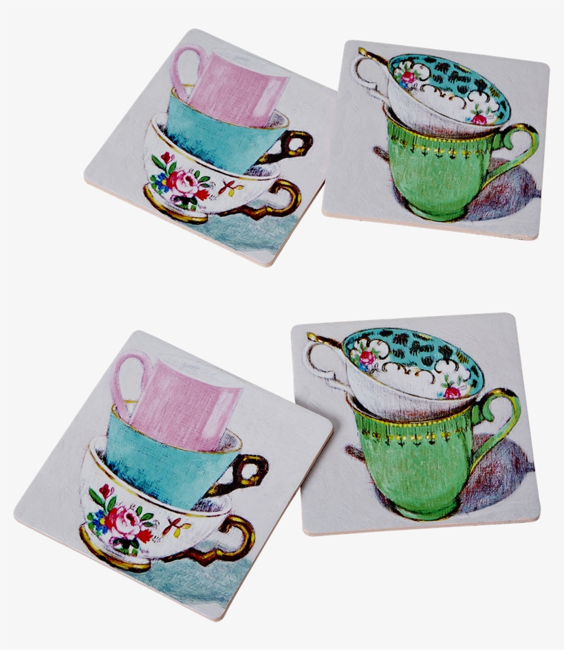 4 Cork Coasters Vintage Tea Cup Prints From Rice Dk - Kork-untersetzer 4er-set Von Rice Tassen, transparent png #4117014